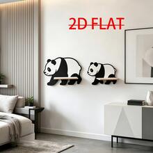WECRAFT Panda Shaped Wall-Mounted Floating Shelves 2pcs Set - Bohemian Style Wooden, Suitable For Living Room, Bedroom, Entryway - Assembled Wall Display Rack With Panda Shelf Decor, Space-Saving Storage Organizer (Animal Theme), Floating Shelf - Panda - View 1