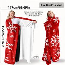 1PC Christmas Red Snowflake Print Wearable Blanket-Soft And Comfortable, Unisex, Perfect For Holiday Gifts, Christmas Decor, Home Comfort And Festive Occasions - Multicolor - View 8