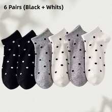 1/5 Pairs Women's Polka Dot Invisible Socks, Women's Low-Cut Invisible Socks, Cute Style Girls All-Season Socks, Moisture-Wicking Christmas Gift (6/10) - Multicolor - View 10