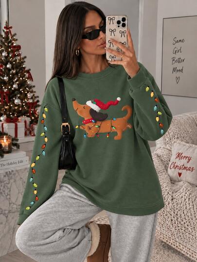 Christmas Women's Autumn/Winter New Casual Fashion Versatile Warm Crew Neck Sweatshirt