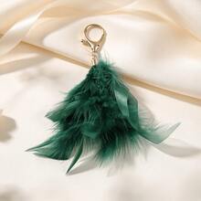 1pc Feather Tassel Keychain, Elegant Plume Bag Charm, Lightweight Pendant, Backpack Handbag Decor, Birthday Holiday Gift - Multicolor - View 2