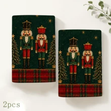 2pcs Nutcracker Pine Tree Dark Vintage Hand Towels, Suitable For Kitchen, Bathroom, Toilet, Holiday Kitchen Decor, Winter Home Decoration, Christmas Gift Set - Multicolor - View 11