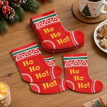 20/40/80/100 PCS Tisu Berbentuk Kaus Kaki Natal, Serbet Sekali Pakai Motif Kaus Kaki Merah yang Lucu, Dekorasi Meja Meriah, Cocok untuk Pesta Natal, Pertemuan Musim Dingin, dan Perayaan Natal - View 2