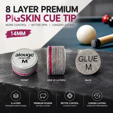 1pc Grey 8-Layer Pig Skin Billiard Cue Tip, High Grip Wear-Resistant, Suitable For American Pool And Snooker - Grey - View 2