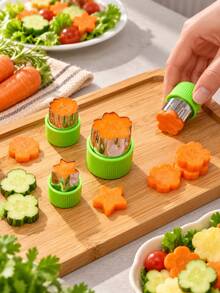 6pcs Fruit & Vegetable Slicer/Shaper Mold Set (With Easy-Grip Handle) - Creative Tool For Slicing Vegetables & Fruits And Baking; Suitable For Various Vegetables, Also For Dessert Decoration And Party Snack Preparation - Multicolor - View 11