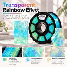 Rainbow Translucent Crystal PLA 3D Printer Filament 1.75mm, 1kg/2.2lbs 3D Printer Filament, Approx. 330m, ±0.02mm Dimensional Tolerance, DIY Strong & Durable, Smooth Printing, Vacuum Packed For Most FDM 3D Printers For Christmas Gift - View 2