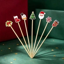 Bộ 200 xiên tre Giáng Sinh, tăm cocktail, nĩa trái cây, trang trí cây thông Noel, tăm cắm bánh, tăm xăm đồ khai vị, phù hợp cho tiệc cocktail, tiệc sinh nhật, đám cưới, trang trí Giáng Sinh, Noel, trang trí bàn tiệc, quà tặng Giáng Sinh - Nhiều màu - Xem 8