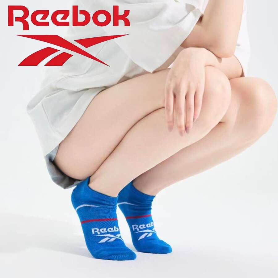 Reebok Sports Short Socks Unisex Breathable Moisture-Wicking Running Socks Casual Short Cotton Socks 3 Pairs - Greyish Blue - View 1