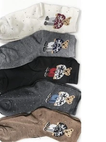 5 Pairs Women's Winter Tights, Comfortable And Warm, Featuring Teddy Bear And Mushroom Patterns, Machine Washable, 5 Colors (Brown/Grey/Black), Suitable For Casual And Formal Occasions, Cute Animal Pattern Design, Warm And Comfortable, Plush Material, Essential For Sock Lovers, Christmas Gift (1/3/5) - Multicolor - View 9