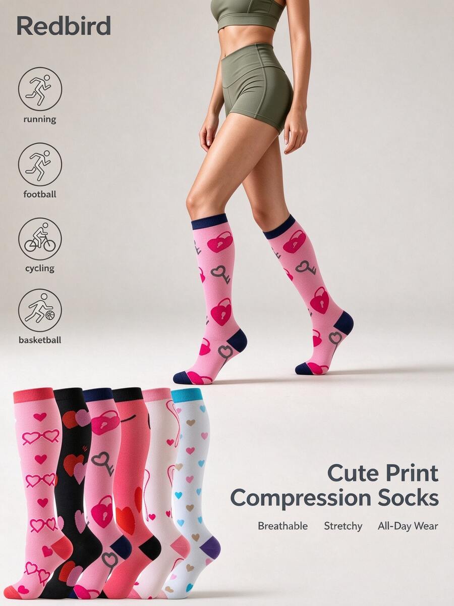 6 Pairs Unisex Compression Socks, Provide Best Support For Running ...