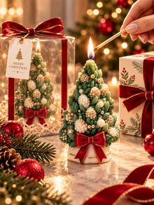 1pc 3D Embossed Christmas Tree & Berry Wreath Silicone Mold, Multi-Purpose DIY Mold For Aromatherapy Candles, Epoxy Resin, Plaster, Scented Stone, Holiday Tabletop Decor - Silicone Mold - View 5
