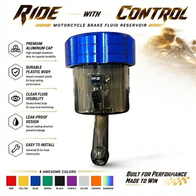 Universal Hydraulic Brake Fluid Reservoir Tank Accessory, Transparent Oil Cup With CNC Cap, Suitable For YZF R1 R6, SUZUKI GSXR 600 750 1000 SV 650S, ZX10R ZX14R ZX7R ZX6R Z1000 Street Bike, Scooter, ATV