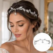 1pc Fashionable Women's Brow Chain, Wedding Party Bride Crown Accessory, Sparkling Material, Delicate Design, Mysterious And Charming, Essential Hair Accessory For Elf Queen Costume, Party Photo Focus, Showcasing Unique Charm And Style, Multiple Gemstone Color Options - Multicolor - View 10