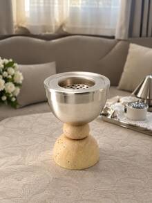 Latest Popular Incense Burner, Featuring Elegant Bay Design, Perfect For Burning Oud And Incense, Ideal For Daily Personal Use, Gatherings With Friends Or Hosting Guests, Suitable For Living Room, Reception Area Or Home Hospitality - Silver Reflective Stone - View 2