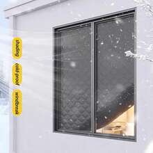 Grey Trim Side Zipper | Thickened Soundproof & Windproof, Blocks Cold Air, Keeps Indoor Warm - Silver Face Cotton Curtain With Gray Trim, Left-opening Zipper - View 6