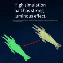 16pcs Glow-In-The-Dark Shrimp Shaped Fishing Lures - Glow Soft Plastic Lures With Hooks | Realistic Freshwater And Saltwater Fishing Gear, Simulated Shrimp Rig, Suitable For Night Fishing - Multicolor - View 5
