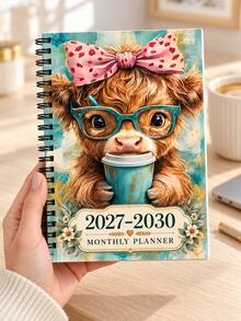 2027-2030 4-Year Monthly Planner Notebook, Cute Glasses & Coffee Highland Cow Spiral Notebook, 48-Month Waterproof Cover Schedule Notebook, 208-Week Planner/Monthly Planner Notebook, Suitable For Work And Home, Back To School Supplies, Office Desk Accessories And Home Essentials - A - View 4