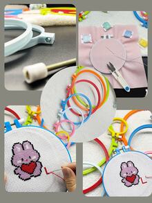 Colorful Round Embroidery Hoops, 7 Sizes Available From 7.3-26.5cm, Adjustable Tension, Suitable For Embroidery, Cross Stitch And Other Handmade Embroidery Scenarios - Full-color Plastic Round Embroidery Hoop - View 9