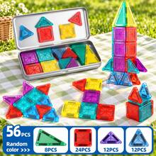 Magnetic Building Blocks Travel Set With Storage Box For Easy Carrying, Creative Construction Set, Montessori Preschool Educational Learning Sensory Toy, Helps Develop Thinking And Spatial Ability, Suitable For Boys And Girls Aged 3+ As Birthday Gift - Multicolor - View 8