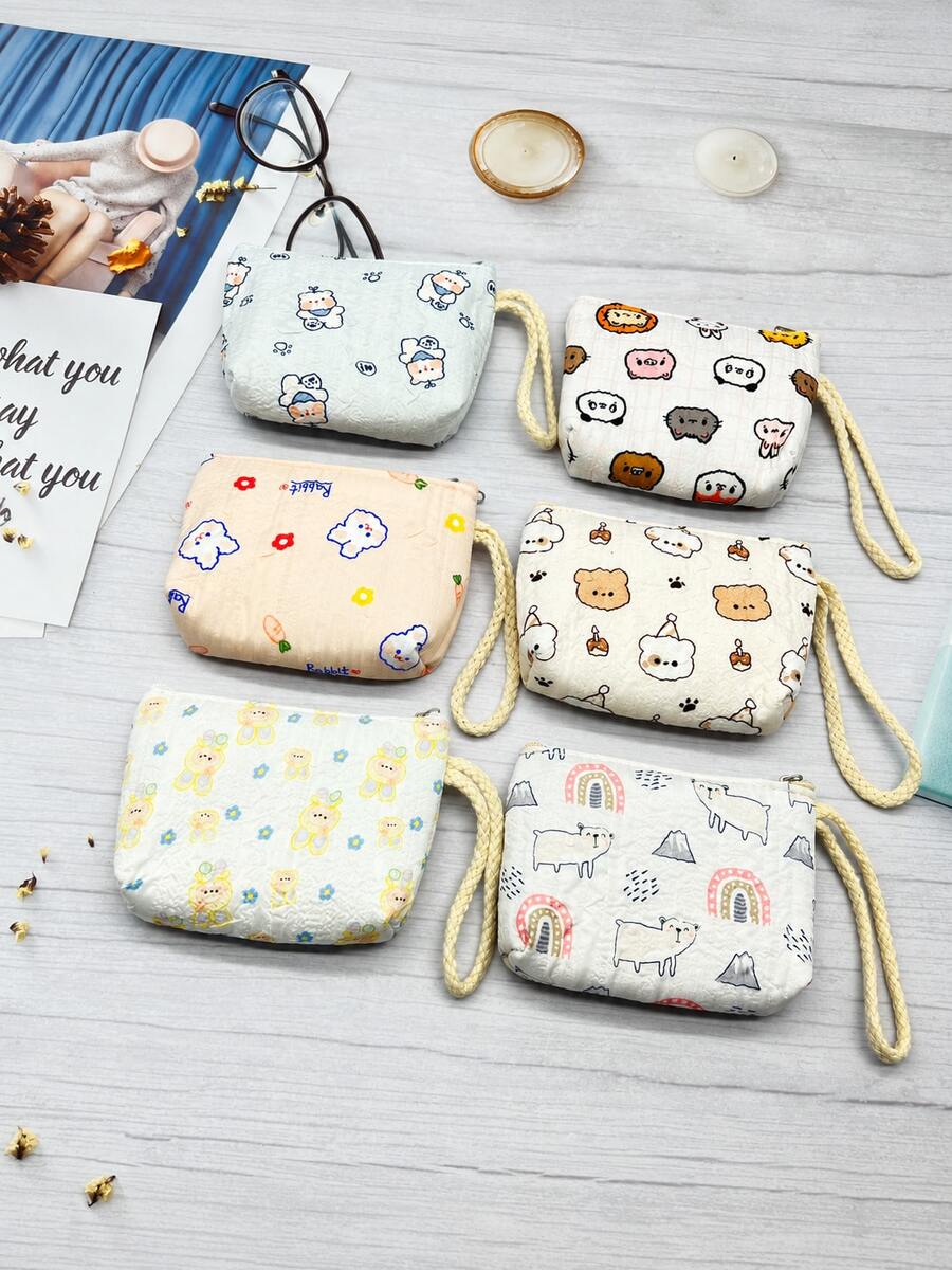 Ví đựng tiền xu mini cho trẻ em họa tiết thỏ/gấu thời trang có dây đeo cổ tay, thiết kế hoạt hình, móc khóa - phong cách thường ngày, đựng được chìa khóa, cáp dữ liệu, tiền xu, nhẫn - dễ vệ sinh, có thể giặt - nhiều màu sắc. Phù hợp làm túi đựng trang sức quà tặng Halloween/Giáng sinh đặc biệt cho trẻ em - Nhiều màu - Xem 1