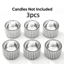 3/7pcs Rhinestone Silver Glass Tea Candle Holders, Glossy Altar Candle Cups, Wedding, Birthday, Dinner Party Table Centerpiece Decor, Home Decoration Gift - Silver Candle Holder - View 13