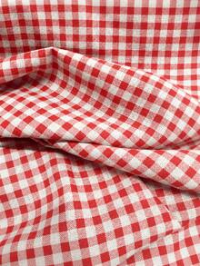 1pc Charming Red & White Plaid Rectangular/Square Picnic Blanket - Wedding Season, Holiday Season Woven Lace Trim Adhesive Tablecloth, Suitable For Autumn/Winter Camping, Beach Outings And Photography Background, Picnic Accessory - Red and White - View 5