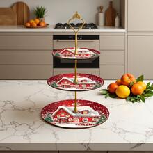 3-Tier Christmas Tree Dessert Stand - Non-Food Contact , Christmas Cake Stand - 3-Tier Cake Display Rack, Non-Food Contact Serving Tray, Suitable For Christmas, Wedding, Birthday, Party - Elegant Tabletop - A - View 1