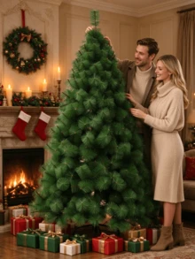 Green Artificial Pine Needle Christmas Tree, Dense And Full Branches, With Stable Base, Multiple Sizes Available, Christmas Home Decoration, Suitable For Home, Window Display, Holiday Party And Christmas Decor, Christmas Essential, Christmas Gift - Multiple Specifications - View 3