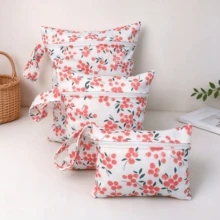 3pcs Fruit Print Waterproof Storage Bag Set, Diaper Dry & Wet Storage Bag, Handheld Zipper Travel Toiletry Bag, Mother & Baby Miscellaneous Organizer Bag - Multicolor - View 1
