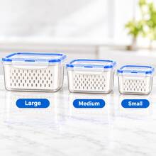 Food Storage Container With Drainage Basket, Transparent Refrigerator Organizer Box With Lid, Fruit And Vegetable Fresh-Keeping Container, Kitchen Storage Container - View 5