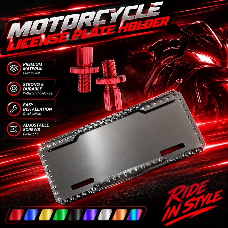 2-In-1 Motorcycle Hardware Upgrade Kit: Universal Industrial Racing Style License Plate Holder & CNC Aluminum Alloy M8 Clutch/Brake Cable Adjuster (2pcs) – Motorcycle Modification And Repair Parts Set - A - View 1