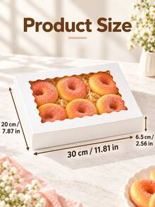 10PCS/5pcs/1PC/Bakery Boxes, 12 X 8 X 2.5 Inches, Large White Cookie Boxes, Auto Pop-Up Treat Boxes With Window For Pies, Muffins, Donuts, And Pastries, Party, Holiday, Wedding, Birthday - White - View 3