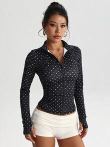 Kuswouy Women's Multi-Color New Fashion Polka Dot Sports Jacket - Multicolor - View 4