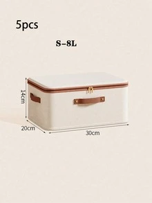 Foldable Cotton Linen Riveted Storage Bin, Large‑Capacity Stackable Clothes Organizer With Zipper & Dual Handles, Dust‑Proof Storage Box For Home Bedroom Wardrobe Closet - Multicolor - View 10
