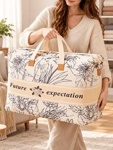 Large Capacity Home Bedding & Bedding Storage Bag, Floral Foldable With Handle Clothing Organizer Bag, Suitable For Moving, Packing, Closet And Bedroom Storage, Travel Essentials, Home Essentials, Luggage Accessories, Seasonal Blanket Storage - Multicolor - View 4