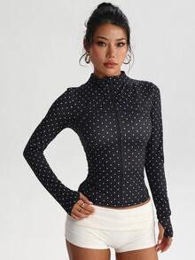 Kuswouy Women's Multi-Color New Fashion Polka Dot Sports Jacket - Multicolor - View 3