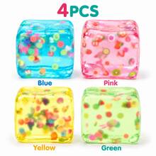 Rainbow Jelly Fruit Squishy, Soft Transparent Cube Kids Stress Relief Toy, Cute Fruit Filling Design, Slow Rebound Sensory Relaxation Small Gift - Multicolor - View 6