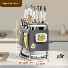 1pc Integrated Knife Rack Storage Organizer, Multi-Functional Wall-Mounted & Countertop Dual-Use Draining Utensil Holder, Kitchen Cookware Storage Rack - Multicolor - View 13