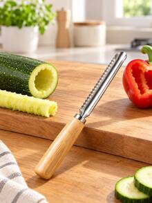4pcs/Stainless Steel Apple Corer And Fruit Vegetable Corer, Multi-Function Serrated Coring Tool With Wooden Handle, Pear Corer, Zucchini Cucumber Hollower, Bell Pepper Deseeder, Easy-To-Use Home Cooking Kitchen Gadget - Multicolor - View 11