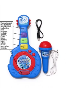Children's Guitar With Microphone, Flashing Lights And Music Karaoke Function, Supports Phone Connection For Simulated Instrument Performance, Interactive Early Education Educational Toy Suitable For Boys And Girls Party Games, Holiday Halloween Christmas Birthday Festival Gift (Button Color Is Random) - Multicolor - View 13
