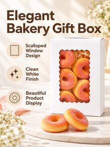 10PCS/5pcs/1PC/Bakery Boxes, 12 X 8 X 2.5 Inches, Large White Cookie Boxes, Auto Pop-Up Treat Boxes With Window For Pies, Muffins, Donuts, And Pastries, Party, Holiday, Wedding, Birthday - White - View 1