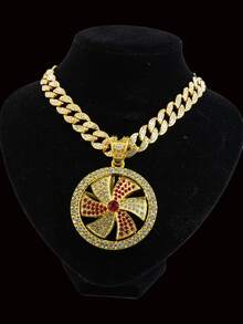 Fully Rhinestoned Rotating Windmill Pendant Necklace, European And American Hip-Hop Style, Suitable For Daily Wear - Rotatable Windmill - View 3