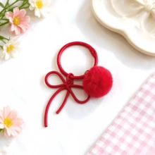 1pc Cute Colorful Bow & Fluffy Pom Pom Keychain, Sweet Bag Charm, Candy Color Key Ring Pendant, Suitable For Women's Girly Style Handbags And Backpacks, Exquisite Small Gift - Multicolor - View 23