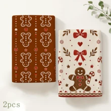 2pcs Gingerbread And Bow Christmas Kitchen Towels, Suitable For Kitchen, Bathroom, Toilet Holiday Kitchen Decor, Winter Home Decoration, Christmas Gift Set - Multicolor - View 9