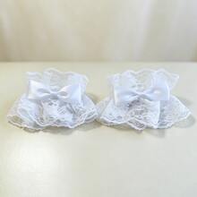 1對女款Lolita蝴蝶結服裝配件，蕾絲假袖口，手腕飾品，短袖，表演派對服裝配件，手部裝飾 - 彩色 - 查看 17