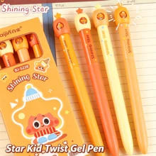 1pc/2pcs/4pcs Cute Star Twist Face-Changing Gel Pen, 0.5mm Fine Tip Black Ink Rotatable Pop-Up Neutral Pen, Fun Expression Change Stress Relief Signature Pen, Creative Student School Office Writing Stationery Gift - A - View 8