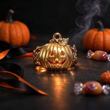 3pcs Halloween Ghost Pumpkin Castle Metal Open Adjustable Rings, Suitable For Party, Holiday, Gift And Daily Wear - Halloween Ring Set - View 3