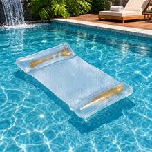 Inflatable Pool Lounger Hammock With Gold Glitter Mesh, Double Headrest Water Floating Lounge Chair For Summer Beach Swimming Pool - Multicolor - View 5