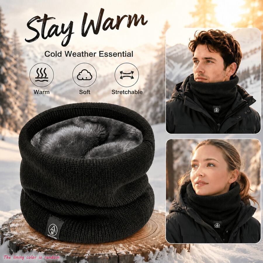 1pc Tang Charm Unisex Warm Fleece Neck Warmer Scarf - Stretchable Neck Protector, Soft Warm Winter Face Mask, Suitable For Outdoor Activities, Hiking, Cycling, Travel, Machine Washable, Comfortable And Thoughtful - Multicolor - View 1