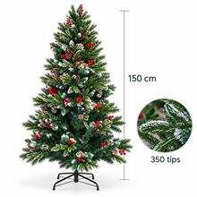 PVC Holiday Christmas Tree 350 594 Tips With Berry Pine Cone Decor For Seasonal Display - Green - View 8